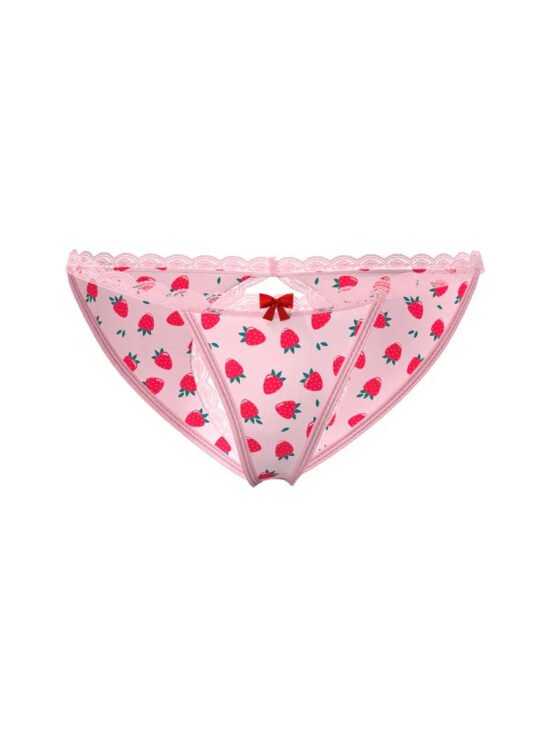 Magic Silk Sweet Treats Split Back & Crotchless Panty with Lube Strawberry