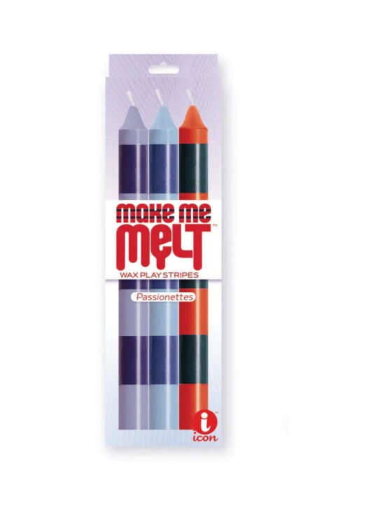 The 9's Make Me Melt Sensual Warm Drip Candles 3 pk Stripes Passionettes