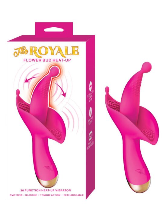 The Royal Flower Bud Heat-Up Flicking Tongue Clitoris Simulator and Vibrator Pink