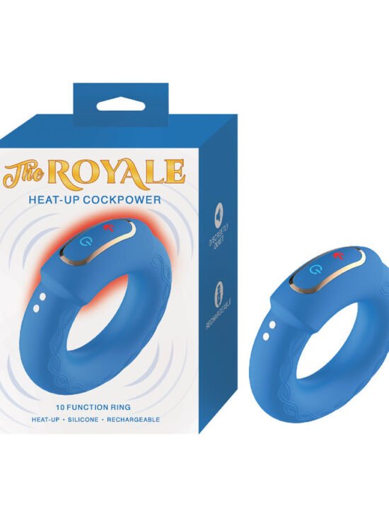 The Royale Heat-Up Penispower Silicone Rechargeable Penis Ring Blue