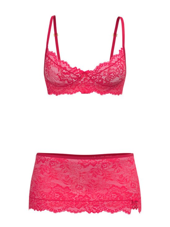 Magic Silk Get It Girl Bra, Skirt & Thong Set Diva Pink