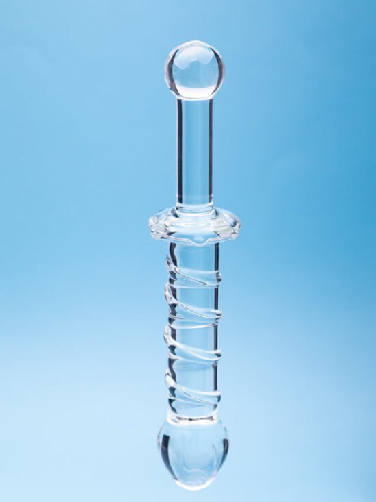 Clarity Elysian Swirl 5.6 In Spiral Textured Glass Dildo