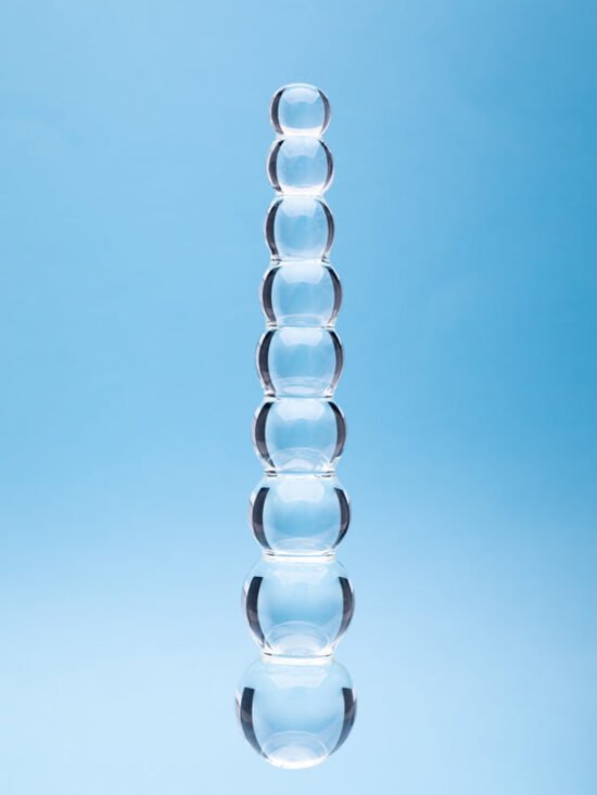 Clarity Elysian Pearls Glass 6.7 In Beaded Dildo