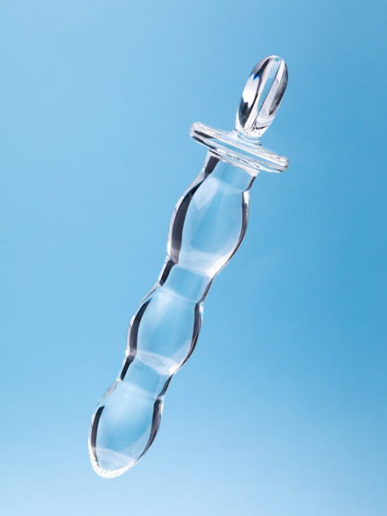 Clarity Hera's Cascade 5.9 In Glass Dildo with Heart Shaped Handle