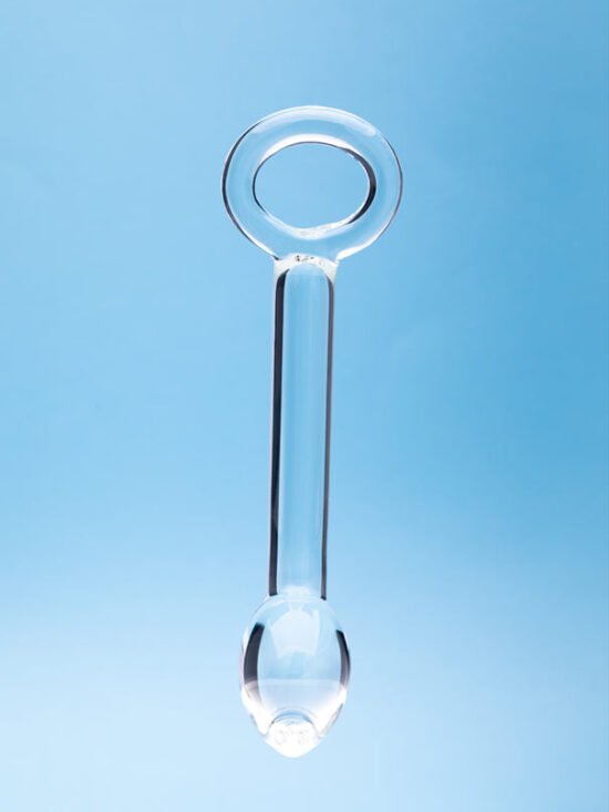 Clarity Hera's Halo 6 In Glass Dildo with Polished Circular Handle