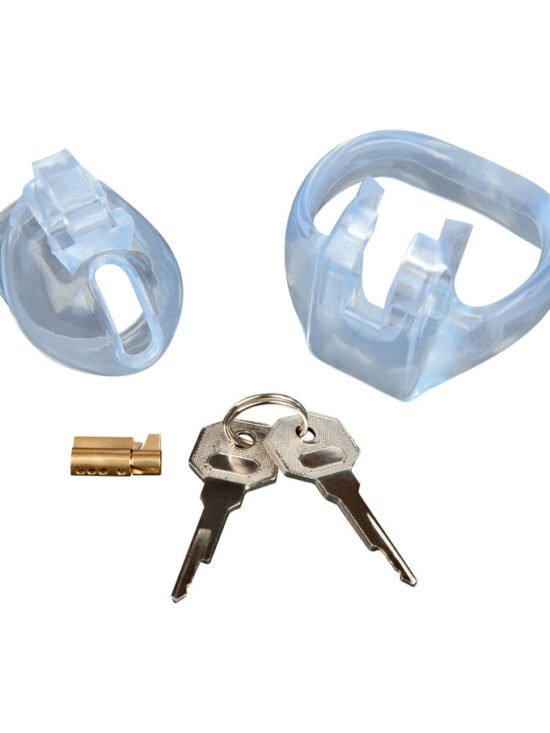 Blue Line Small Penis Role Play Acrylic Mini Chastity Cage