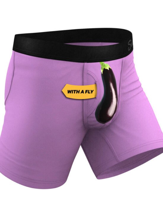 Shinesty The Double Entendre Eggplant Ball Hammock Pouch Underwear with Fly Purple