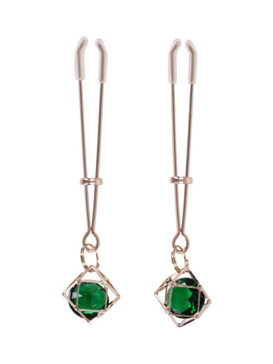 Sex & Mischief Indica Crystal Nipple Clips Green/Gold