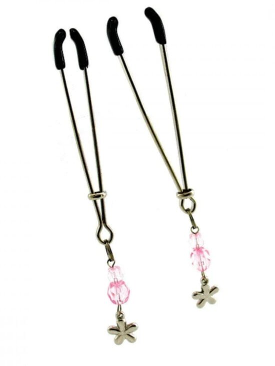 Sex Kitten Tweezer Style Nipple Clamps Pink Flower
