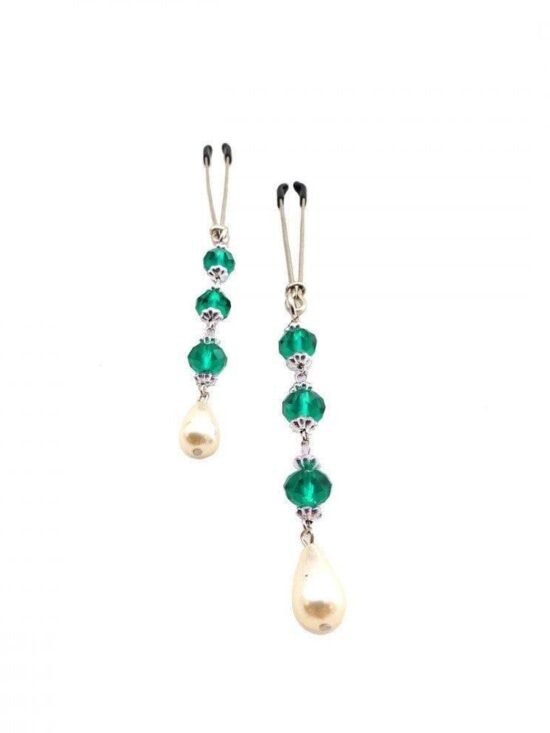 Bijoux de Tweezer Style Nipple Clamps Pearl Turquoise Beads