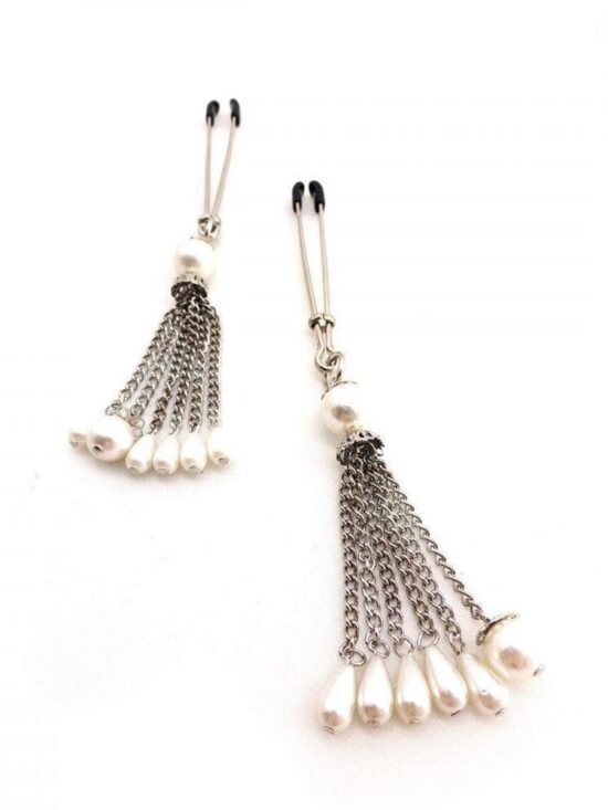 Bijoux de Tweezer Style Nipple Clamps Pearl Tassels