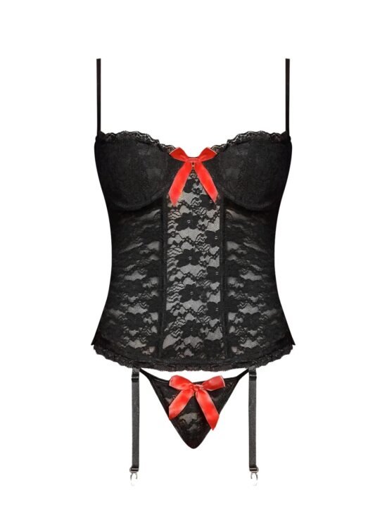 Magic Silk Luv Lace Bustier & G-String Blk
