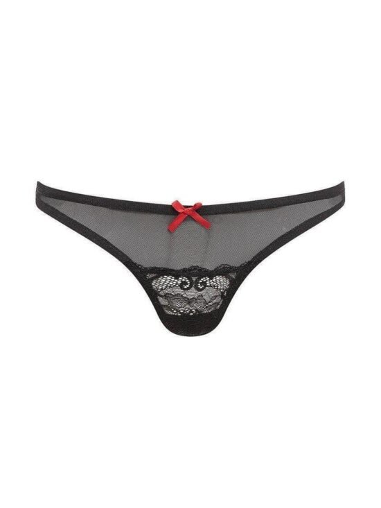 Barely Bare Mesh and Lace Panty Black One Size