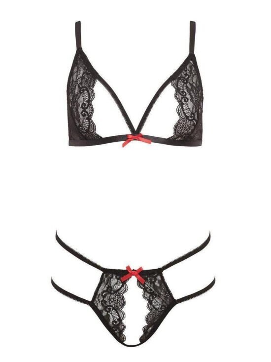 Barely Bare Tie Me Up Lingerie Set Black One Size