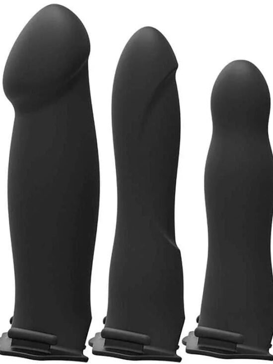 Body Extensions Silicone Strap-On Harness with 2 Hollow Dildos 7 inch & 7.5 inch (4 Piece Set)