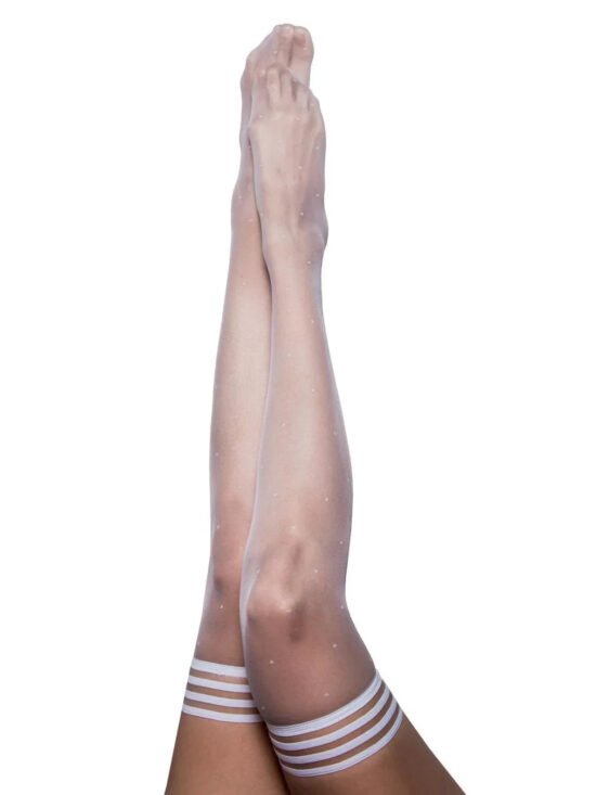Kixies Brooke Brooke Leanne Polka Dot Thigh Highs White