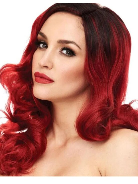 Pleasure Wigs Candice Long Wavy Curly Hair Wig Red/Black