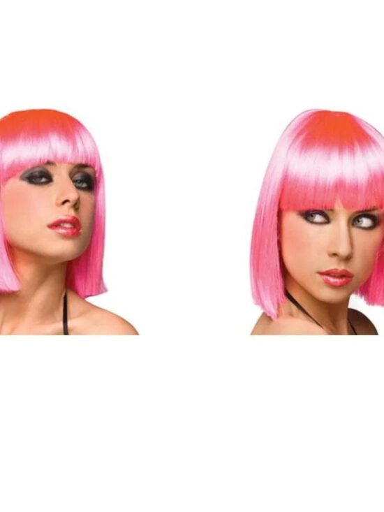 Pleasure Wigs Cleo Short Shoulder Length Hair Banged Wig Hot Pink