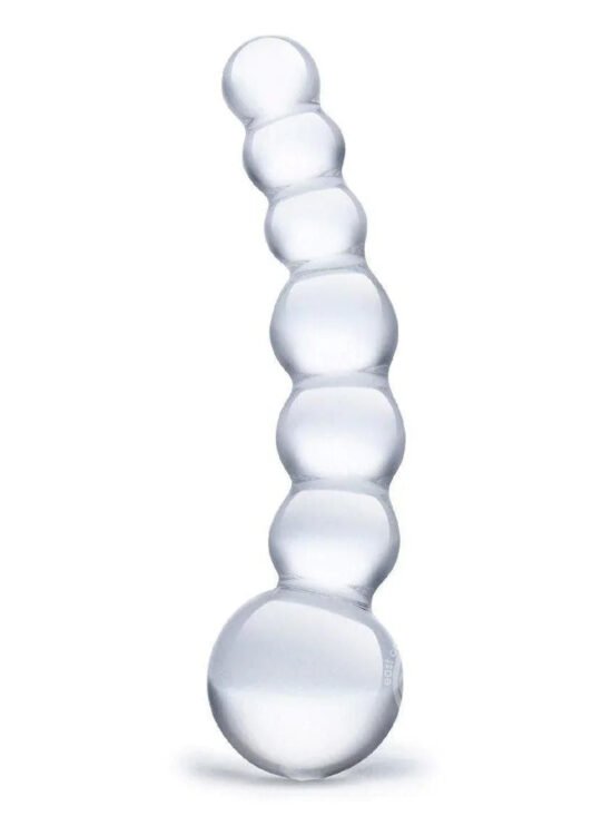 Curved Beaded Dildo Glass Clear 5 Inches