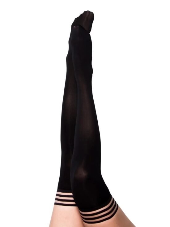 Kixies Danielle Back in Black Opaque Thigh Highs Black