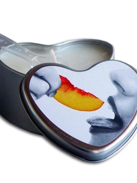Earthly Body Heart-Shaped Hemp Seed Edible Massage Candle Peach 4 Oz