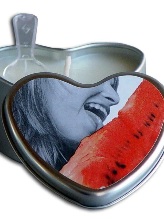 Earthly Body Heart-Shaped Hemp Seed Edible Massage Candle Watermelon 4 Oz
