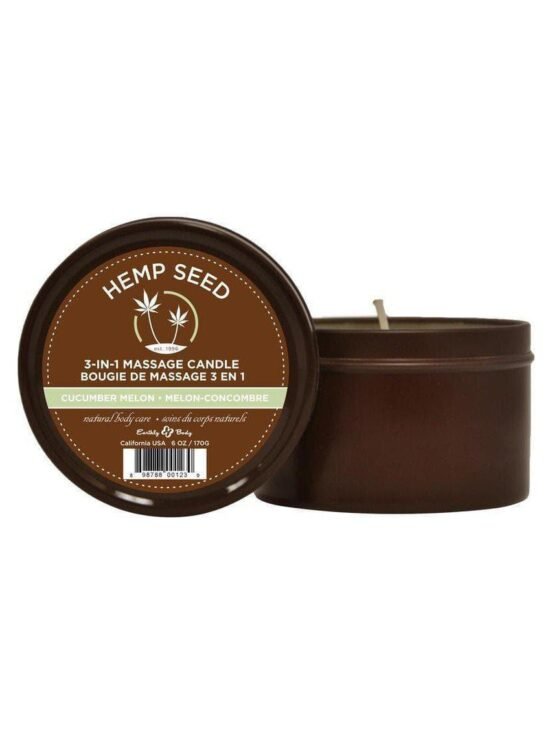 Earthly Body Hemp Seed 3 In 1 Massage Candle - Cucumber Melon 6 Oz