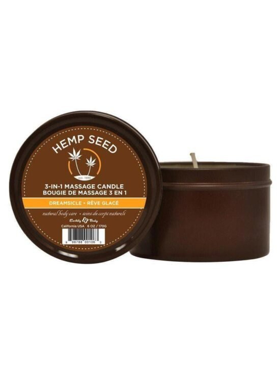 Earthly Body Hemp Seed 3 In 1 Massage Candle - Dreamsicle 6 Oz