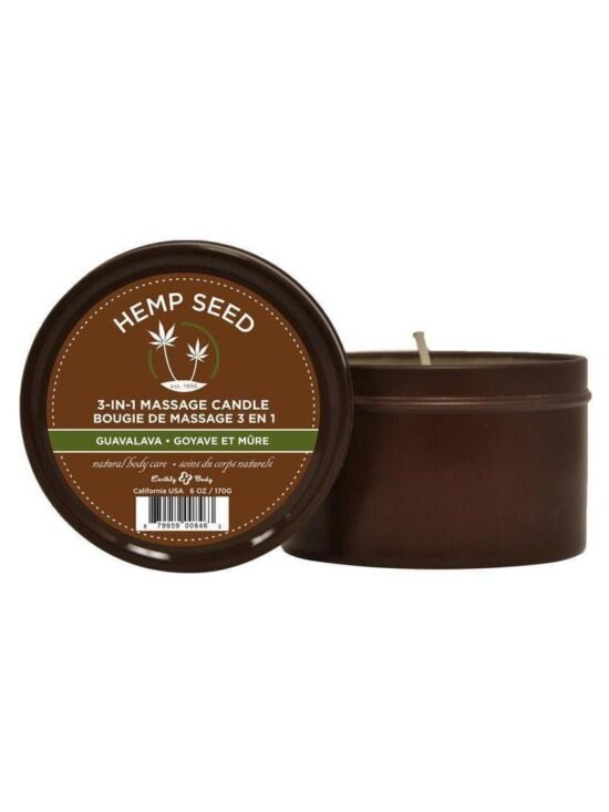 Earthly Body Hemp Seed 3 In 1 Massage Candle - Guavalava 6 Oz
