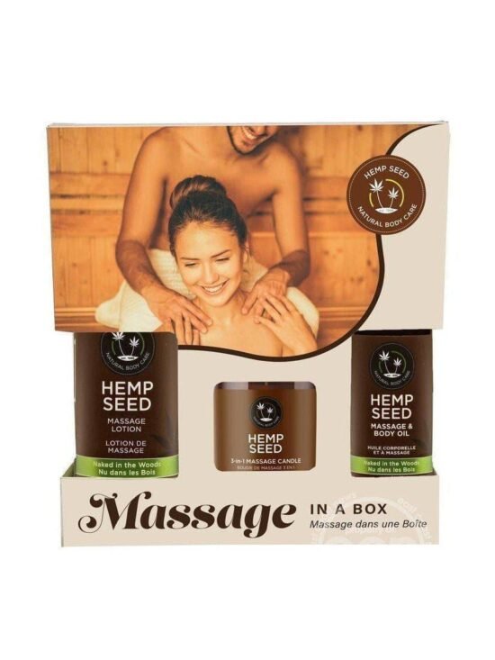 Earthly Body Hemp Seed Massage In A Box Gift Set - Naked In The Woods (set of 3)