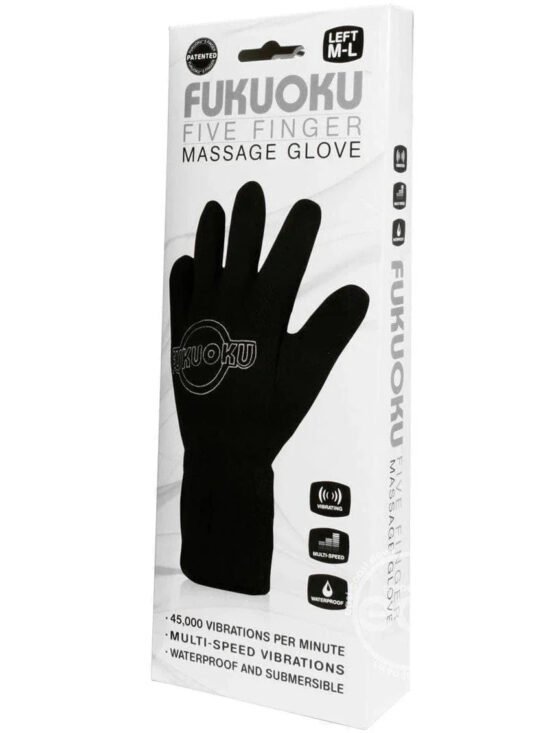 Fukuoku 5 Finger Vibrating & Pulsing Massage Glove Left Hand Waterproof Medium/Large