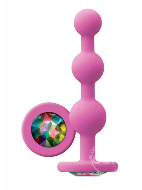 Glams Ripple Silicone Anal Plug Rainbow Gem 4.49 in