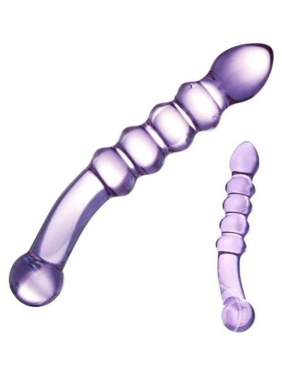 Glas Purple Rain Ribbed Dildo