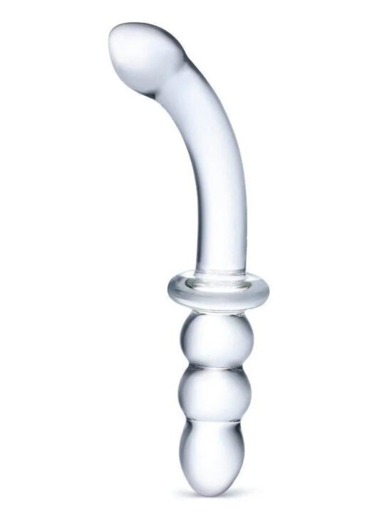 Glas Ribbed G Spot Glass Dildo 8 Inches Clear