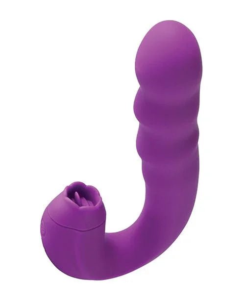 Lilian 3-n-1 Double Ended G-Spot Vibrator with Rotating Head & Vibrating Tongue Purple