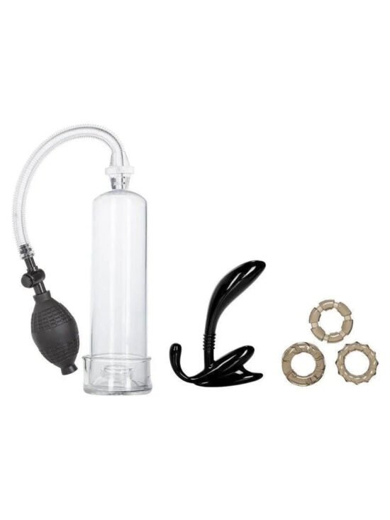His Essential Erection Enhancement Kit with Penis Pump, Prostate Probe & Penis Ring