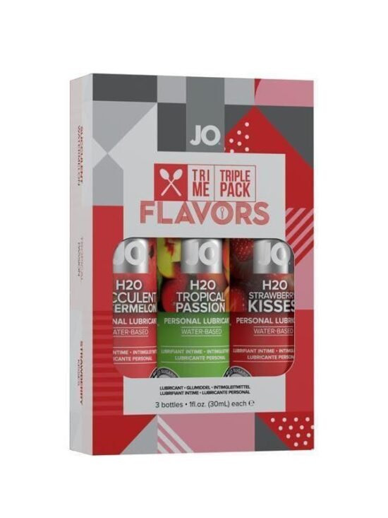 JO Tri Me Triple Pack Flavors 3 Each 1 Ounce Bottles Watermelon, Tropical and Strawberry