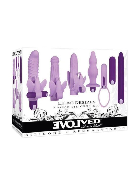 Lilac Desires Silicone Rechargeable Butterfly 7 Piece Kit