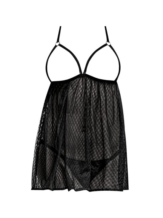 Magic Silk Diamond Girl Cupless Babydoll Set Black