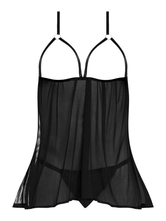 Magic Silk Sassy Cupless Babydoll & Panty Set Black