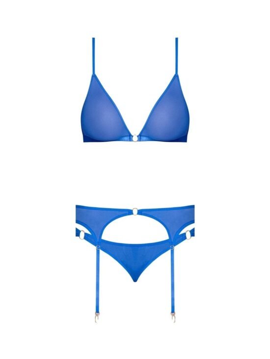 Magic Silk Sassy Bra, Garter & Rouched Panty Cobalt Blue