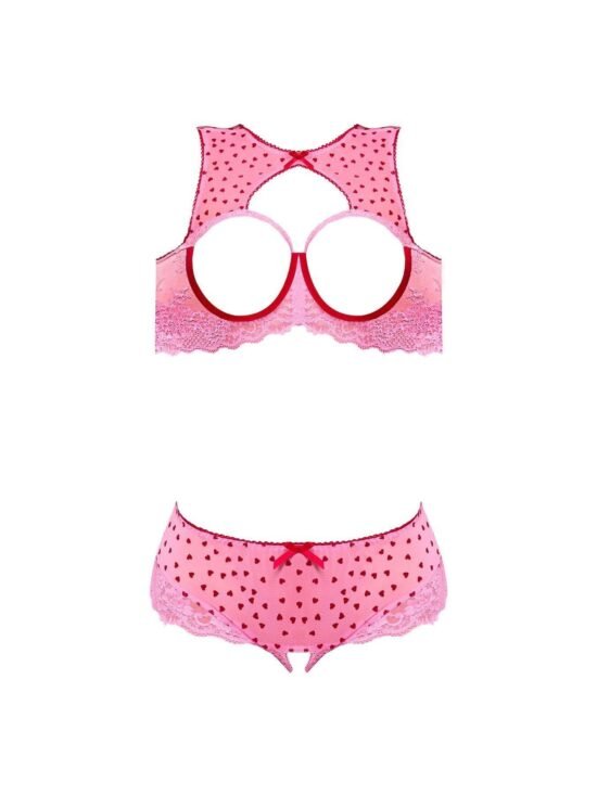 Magic Silk Tickled Pink Open-Cup High-Neck Bra & Split-Crotch Skirt Panty Pink