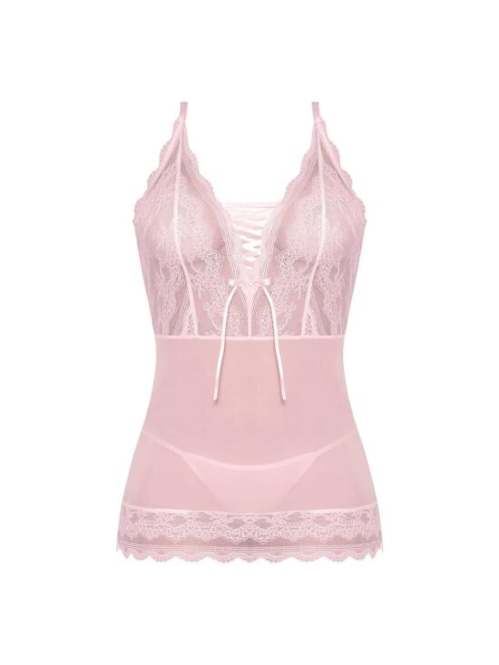 Magic Silk Seabreeze Lace-Up Chemise & G-String Blush