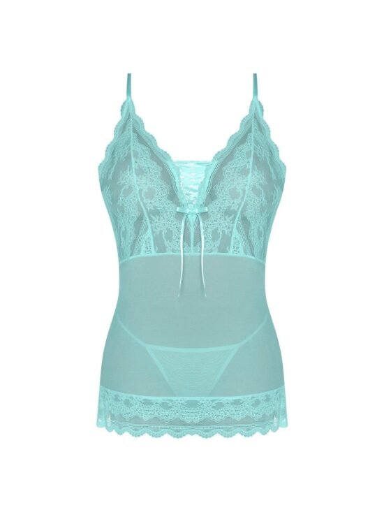 Magic Silk Seabreeze Lace-Up Chemise & G-String Turquoise