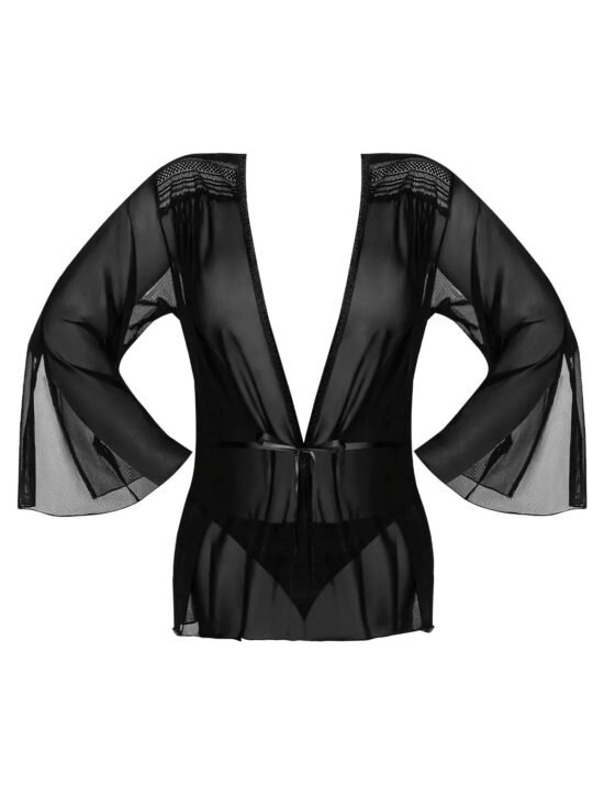 Magic Silk Modern Romance Short Robe Black