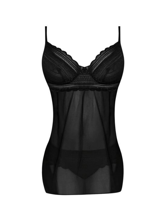 Magic Silk Modern Romance Babydoll & Thong Black