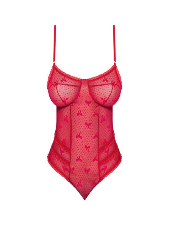 Magic Silk With Love Cheeky Teddy with Snap Crotch Red