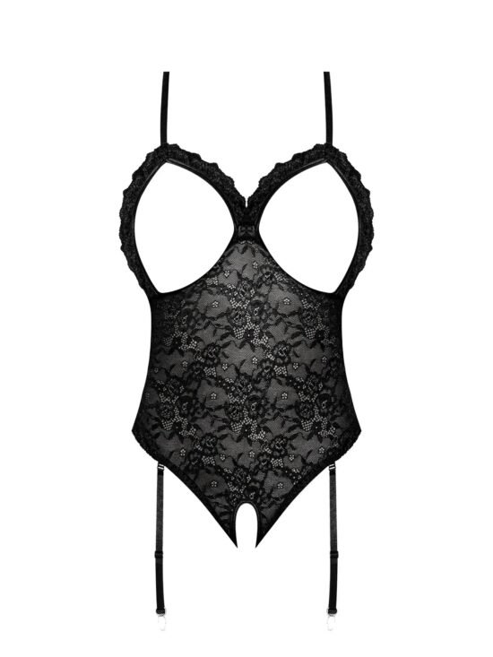 Magic Silk Ooh La Lace Cupless & Crotchless Teddy Black