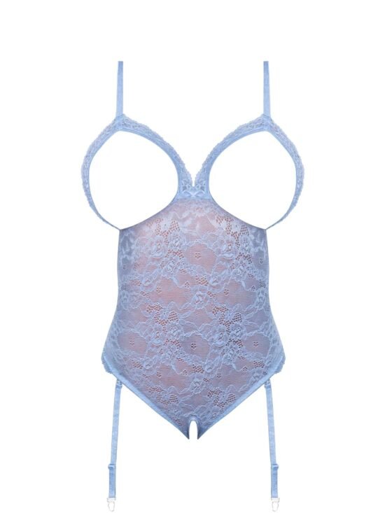 Magic Silk Ooh La Lace Cupless & Crotchless Teddy Periwinkle