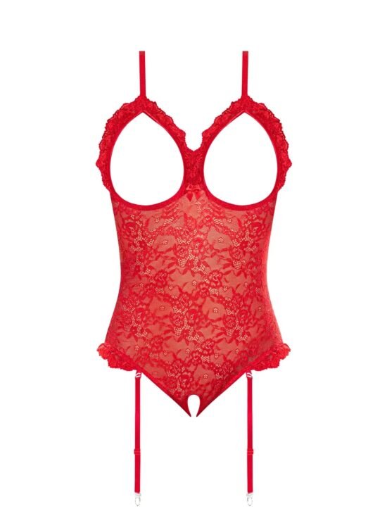 Magic Silk Ooh La Lace Cupless & Crotchless Teddy Red